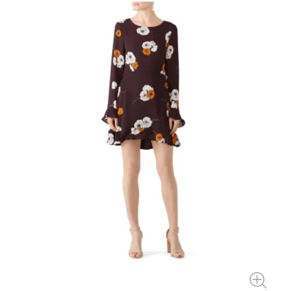 Cupcakes and Cashmere Leena Aubergine floral poppy long sleeve dress